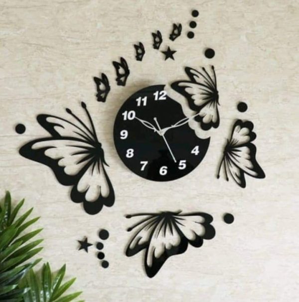 Flying Butterflies Wall Clock with Stars