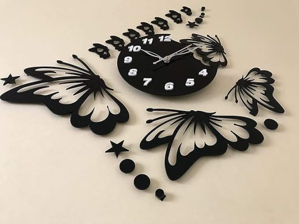 Flying Butterflies Wall Clock with Stars